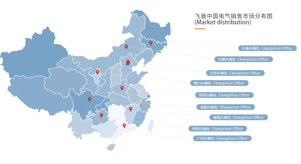 沈陽飛馳電氣設備有限公司中國電氣銷售市場分布圖